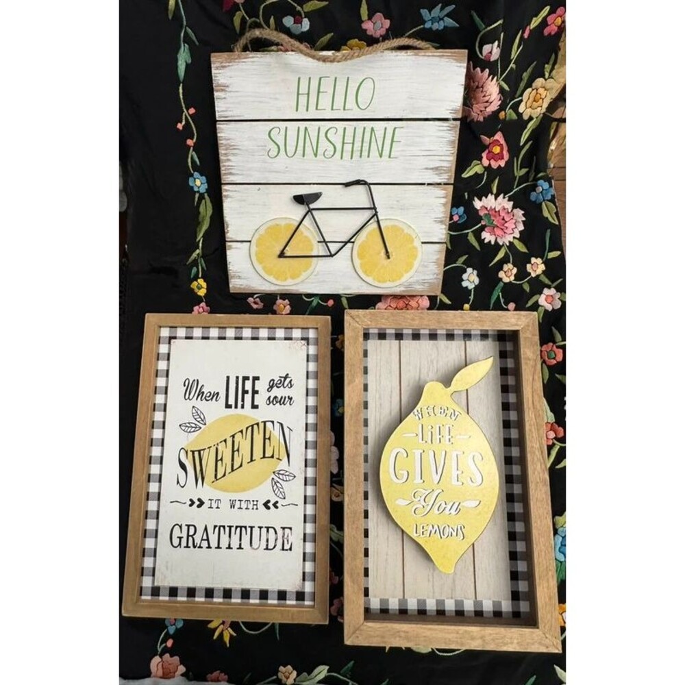 Set of 3 lemon themed wall decor